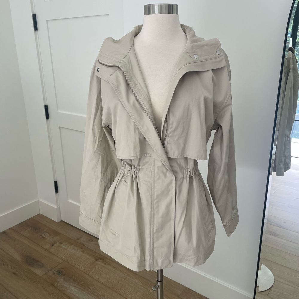Aritzia Light Beige Hooded Trench Jacket